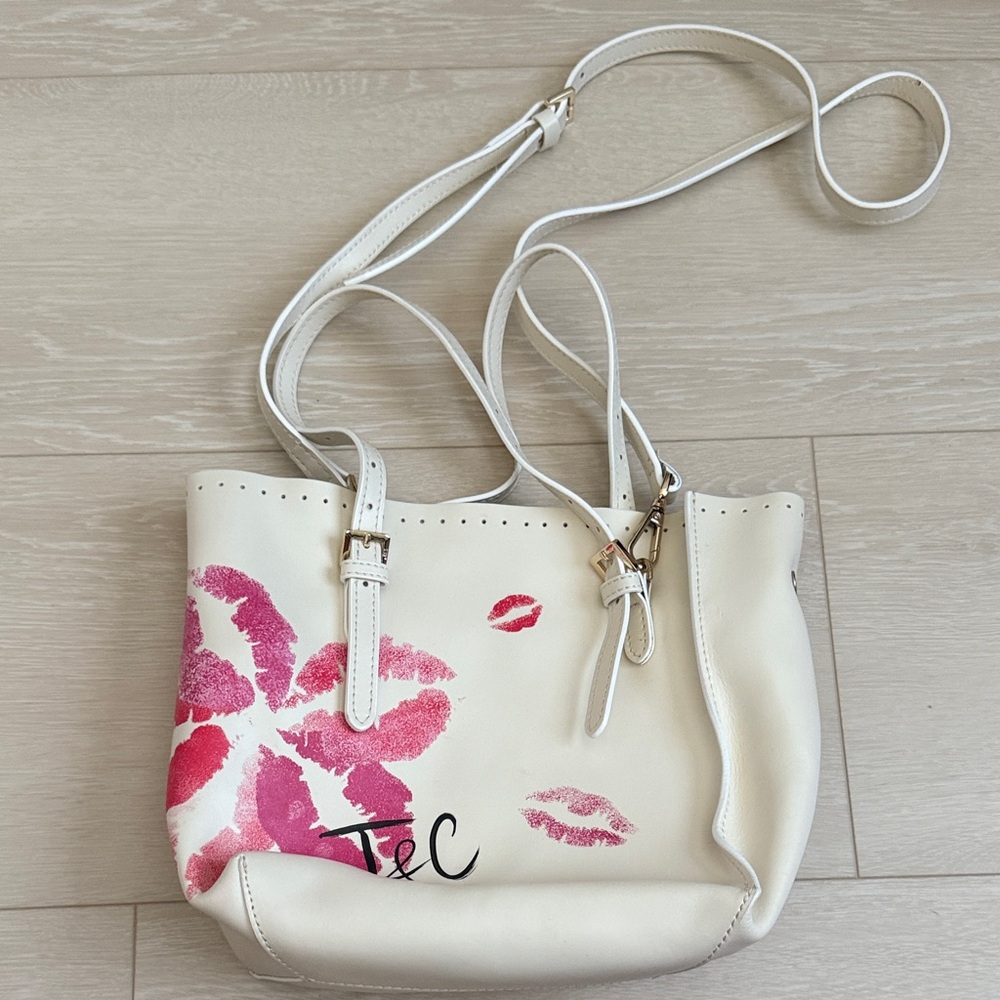Jacky & Celine White and Pink Lipstick Crossbody Bag
